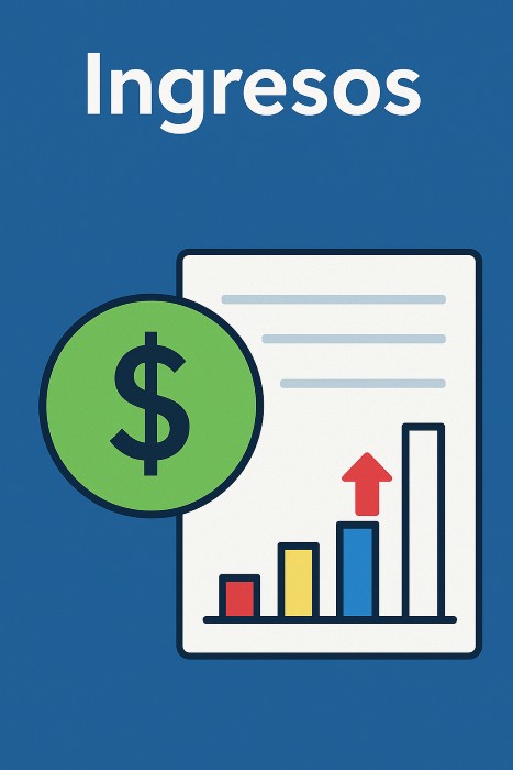 Ilustración de ingresos empresariales con gráfico de crecimiento y símbolo de dinero