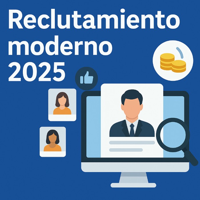 Ilustración de reclutamiento con inteligencia artificial mostrando selección de candidatos digitales